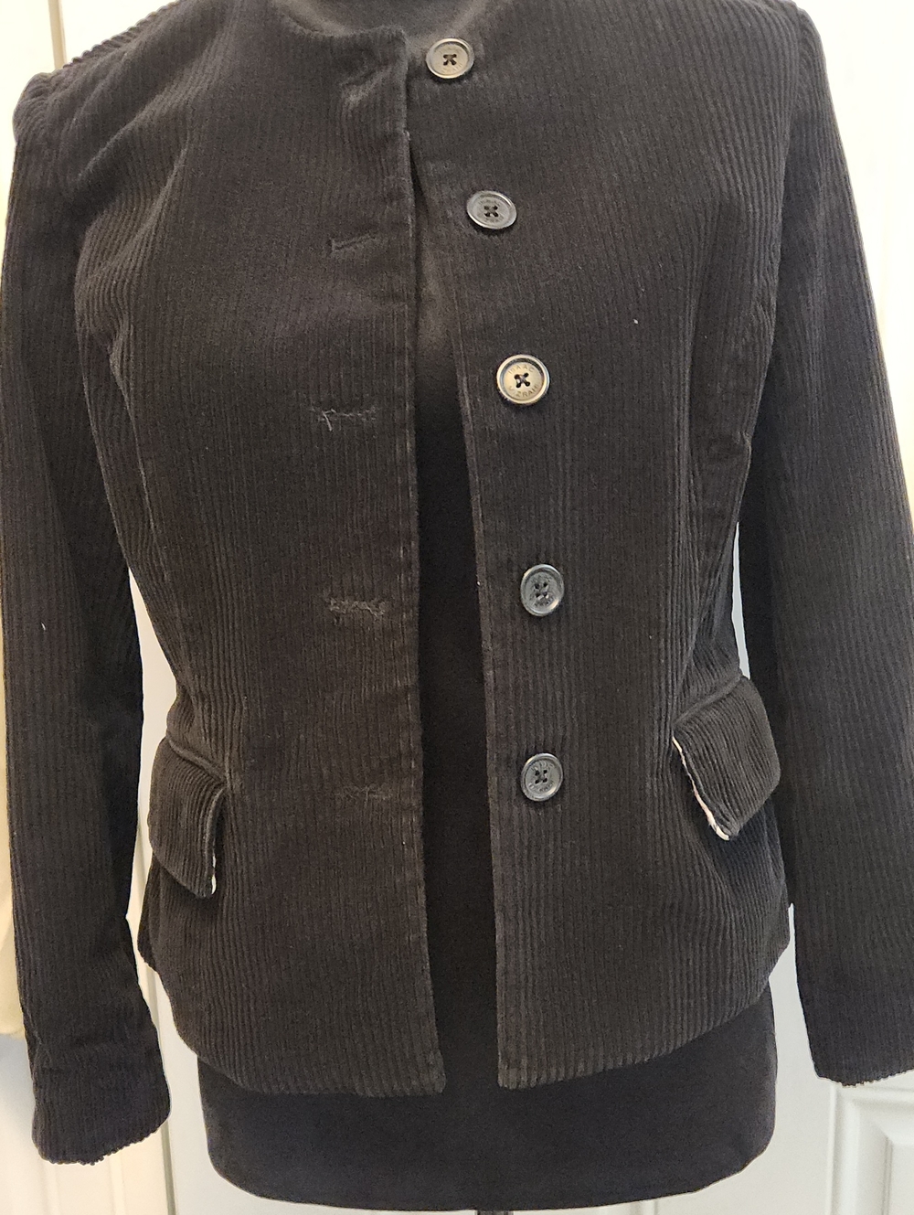 Isaac Mizrahi Black Corduroy Button Front Blazer